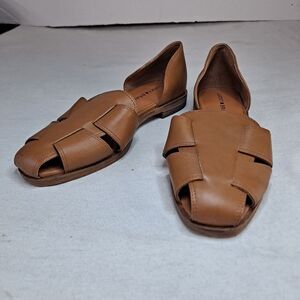 Lucky Brand Danuka Woven Flats Women’s Size 5M Brown Faux Leather Slip-On Sandal